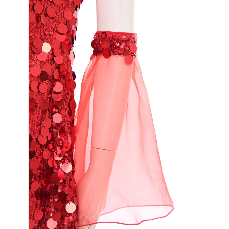Nyeemya Women's 70s Retro Disco Dance Dress Hippie Sequin Sensation Dress  Cocktail Club Party Dresses Red L - Walmart.com