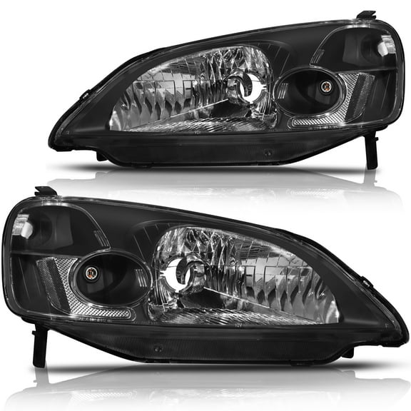 AUTOMUTO Headlight Assembly Black Housing Clear Reflector Clear Lens for Honda Civic 2001-2003 33151S5PA01 33101S5PA01