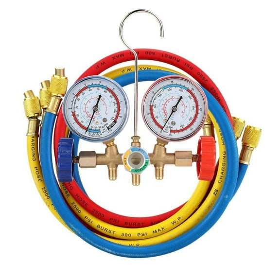 3 Way AC Diagnostic Manifold Gauge Set For Freon Charging Fits R12 R22 R404A R134a Refrigeration ,Easy to Install