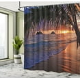 thumbnail image 3 of Hawaiian Decorations Shower Curtain Set, Pacific Sunrise At Lanikai Beach, Hawaii Sandy Tropics Distant Hills Leaves Landmark, Bathroom Accessories, 69W X 70L Inches, By Ambesonne, 3 of 4