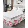 thumbnail image 4 of Mushroom Wrap Around Bed Skirts for Queen Bed 18" Drop, Bed Skirt with Adjustable Elastic Belt Dust Ruffle Bed Valance for Bedroom Hotel Luxury Pink Butterfly Rustic Botanical Leaf Bed Frame Cover, 4 of 7