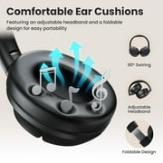 Noise Canceling Headphones, Wireless Bluetooth Headphones with Clear Mic, Comfort Fit, Deep Bass Over Ear Headphones Foldable for Travel Home Office Sport