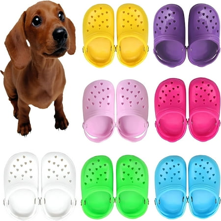 TELOLY 2Pairs Small Dog Crocs Shoes for Dogs Candy Colors Dog Sandals for Photo Doggy Rubber Slipper Shoes
