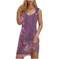 thumbnail image 2 of Ovzne Robes pour Femmes Robe de Plage Robe de Vacances Printemps et Été pour Femmes Bouton Col en V Robe à Bretelles Robe de Vacances Imprimée Liquidation, 2 of 7