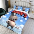 thumbnail image 3 of Día de la Marmota Conjunto de sábanas temático, trío de piezas, cómodo y amigable con la piel, diseño único, regalo de decoración para el hogar para familiares, amigos y fans,135cm *200cm, 3 of 6