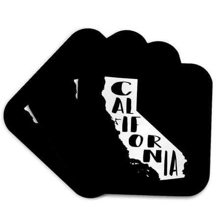 3drose, California Written Inside the State. Black Background., Set of 4 Coasters - Cork