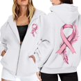 thumbnail image 2 of Breast Cancer Awareness Hoodie 2025 Long Sleeve Zip Up Hooded Sweatshirt with Pockets Pullover Hoodies for Women, 2 of 7