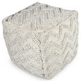 thumbnail image 1 of Bowery Hill Transitional Square Zigzag Handwoven Ivory Wool Pouf, 1 of 6
