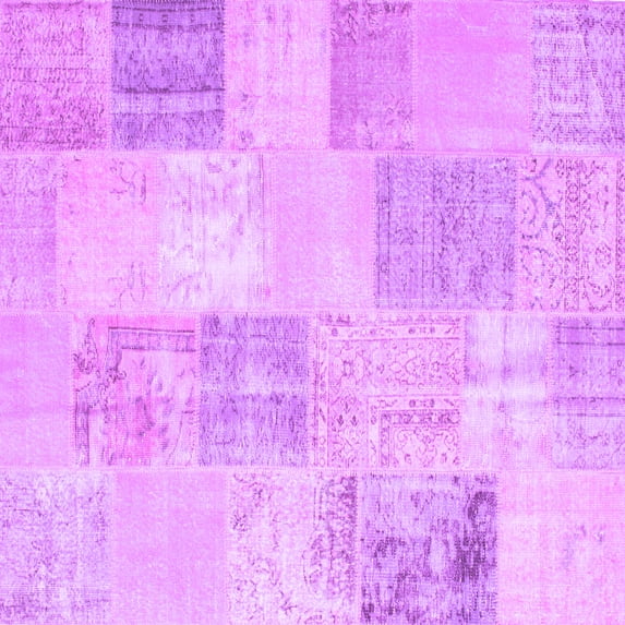 Ahgly Company Indoor Square Patchwork Purple Transitional Area Rugs, 7' Square