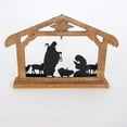 thumbnail image 2 of Gerson Christmas Silhouette Nativity Scene, One-Piece Holy Family Creche Indoor Holiday Decor with Wooden Stable and Metal Figures, 11.75 in, 2 of 7