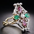 thumbnail image 5 of Women Fashion Ring Two Tone Gold Crown Design With Green And Red Zircon Alloy Jewelry European Inspired Jewels, 5 of 5