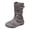 Grey, variant on Womens Retro Slouch Mid Calf Flat Boots Comfortable Casual Buckles Suede Knit Patchwork Round Toe No Heels Dress Booties Fall Winter