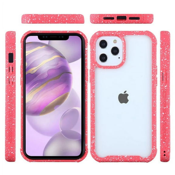 Apple iPhone 12 PRO MAX /6.7" Hybrid Cover with [TPU Cushion] Enhanced Hand-Grip Frame Shock-Absorbing Armor Rubber Bumper [Transparent Clear Red] Phone Cover For iPhone 12 Pro Max