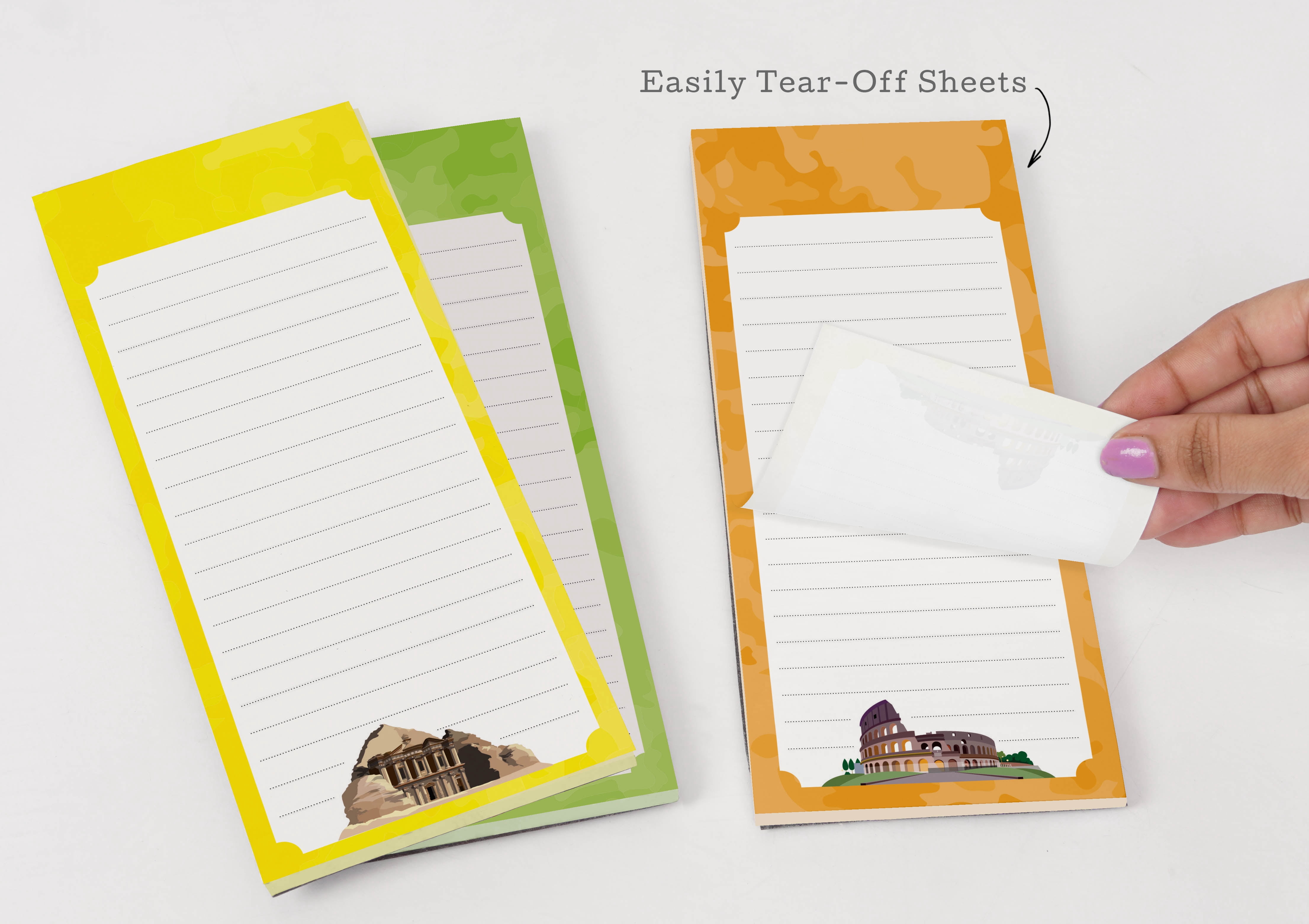 Inkdotpot Pack of 3 Magnetic Fridge To-Do List Notepads- Magnetic Memo Pads For Refrigerator-(50 Sheets Each)-FA