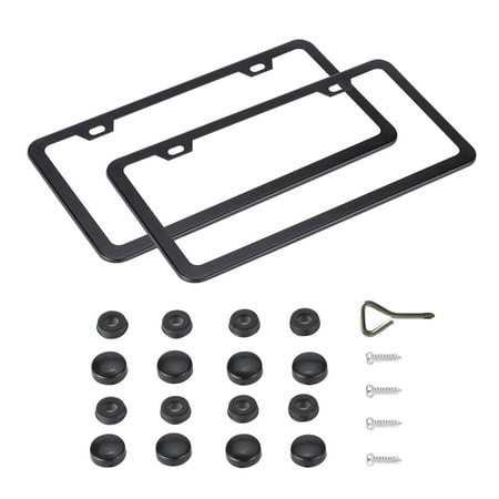 Vetomile 2 Pcs Stainless Steel Black License Plate Frame With S Vetomile 2 Pcs Stainless Steel Black License Plate Frame With S Caps And Washers
