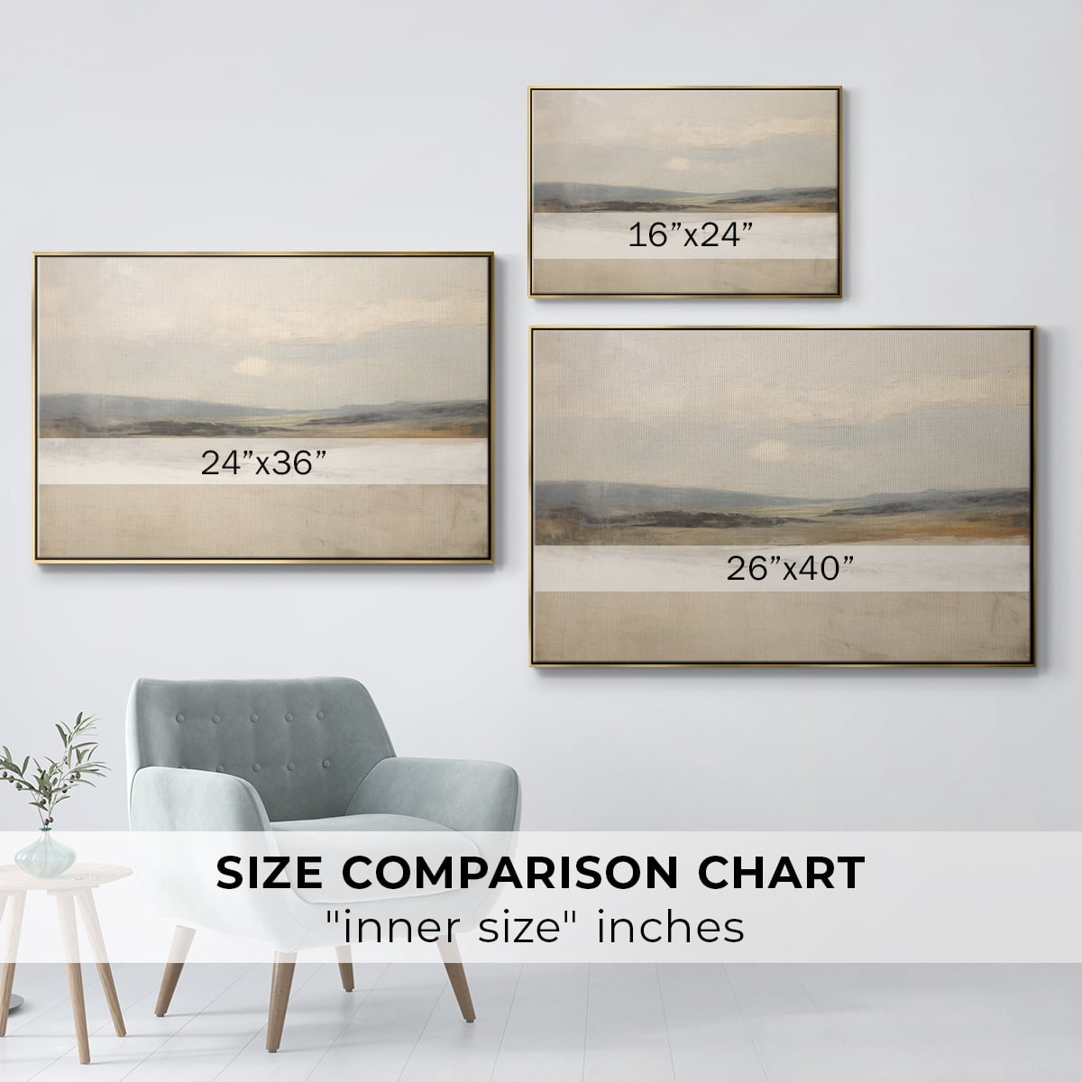 Vintage Landscape-X By Wexford Home Framed in Gold Wood Gallery Wrapped Canvas 17 in. x 25 in.