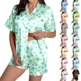 thumbnail image 1 of asddcavvf Ensembles de Pyjama pour Femmes 2 Pcs Tenues Deux Pièces pour Femmes Manches Courtes Col en V, 1 of 3