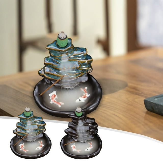 Cagogo under $5 2Pcs Backflow Incense Burner, Incense Waterfall Backflow Burner, Metal Incense Cone Holder, Aromatherapy Home Decoration, Beautiful Scenery Design, Yoga Meditation Decor