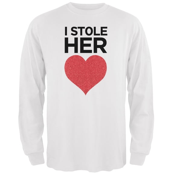 I Stole Her Heart White Adult Long Sleeve T-Shirt - X-Large