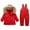 Red, variant on Zwiiyzr 2024 1-5T Boys and Girls Two Piece Snowsuit Winter Warm Baby Thickened Hooded Down Puffer Jacket Ski Bib Pants Suit Red