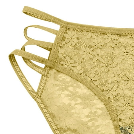 

Aayomet Women Panties Cotton Womens Lace Cutout Lace Thong Pearl Womens Panties Sexy Panties Yellow One Size