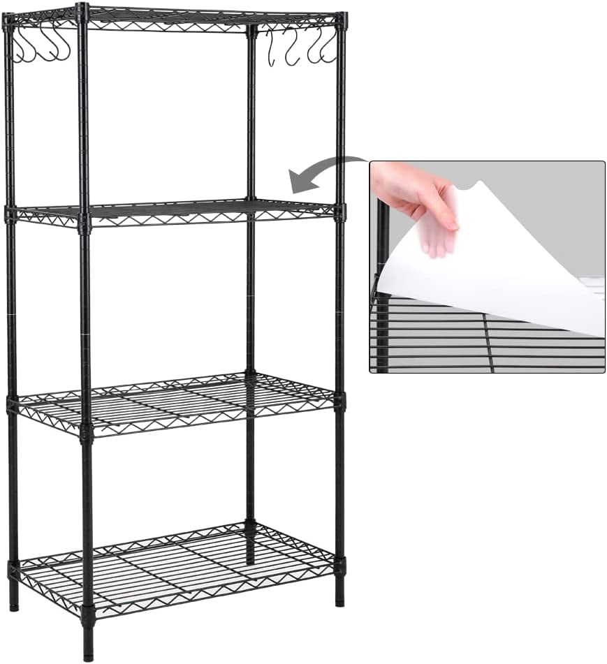 2-Pack 4-Shelf Shelving Unit 150lbs Loading Capacity Per Shelf Heavy Duty Carbon Steel Wire Shelves 30W x 14D x 47H Adjustable Shelving Units and Storage for Kitchen and Garage 