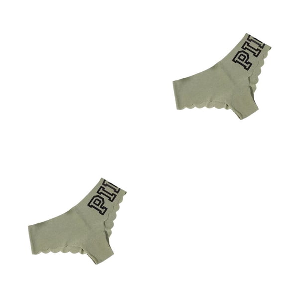 Guardurnaity Bragas con estampado de letras para mujer, ropa interior, bragas de seda sin costuras, lencería transpirable para mujer, Verde L 2piezas