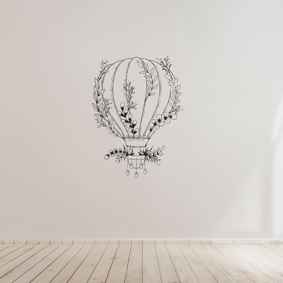 Leaves Leaf Plants Plant Hot Air Balloon Balloons HotAir Decor Vinyl Design Wall Sticker Art Decal Boy Girl Kid Room Bedroom Nursery Kinder Playroom Home Decor Stickers Decoration Size (40x24 inch)