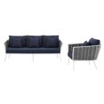 thumbnail image 4 of Modway Stance 2 Piece Outdoor Patio Aluminum Sectional Sofa Set in White Navy, 4 of 8