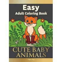 Easy Adult Coloring Book Cute Baby Animals (Paperback)