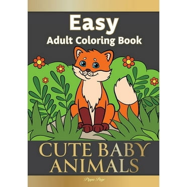 Easy Adult Coloring Book Cute Baby Animals (Paperback)
