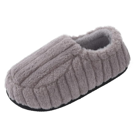 

Women Memory Foam Slippers Comfy Plush Warm House Shoes Slip on Ladies Bedroom Flat Slippers for Indoor Outdoor Red-gray，M(7-8)