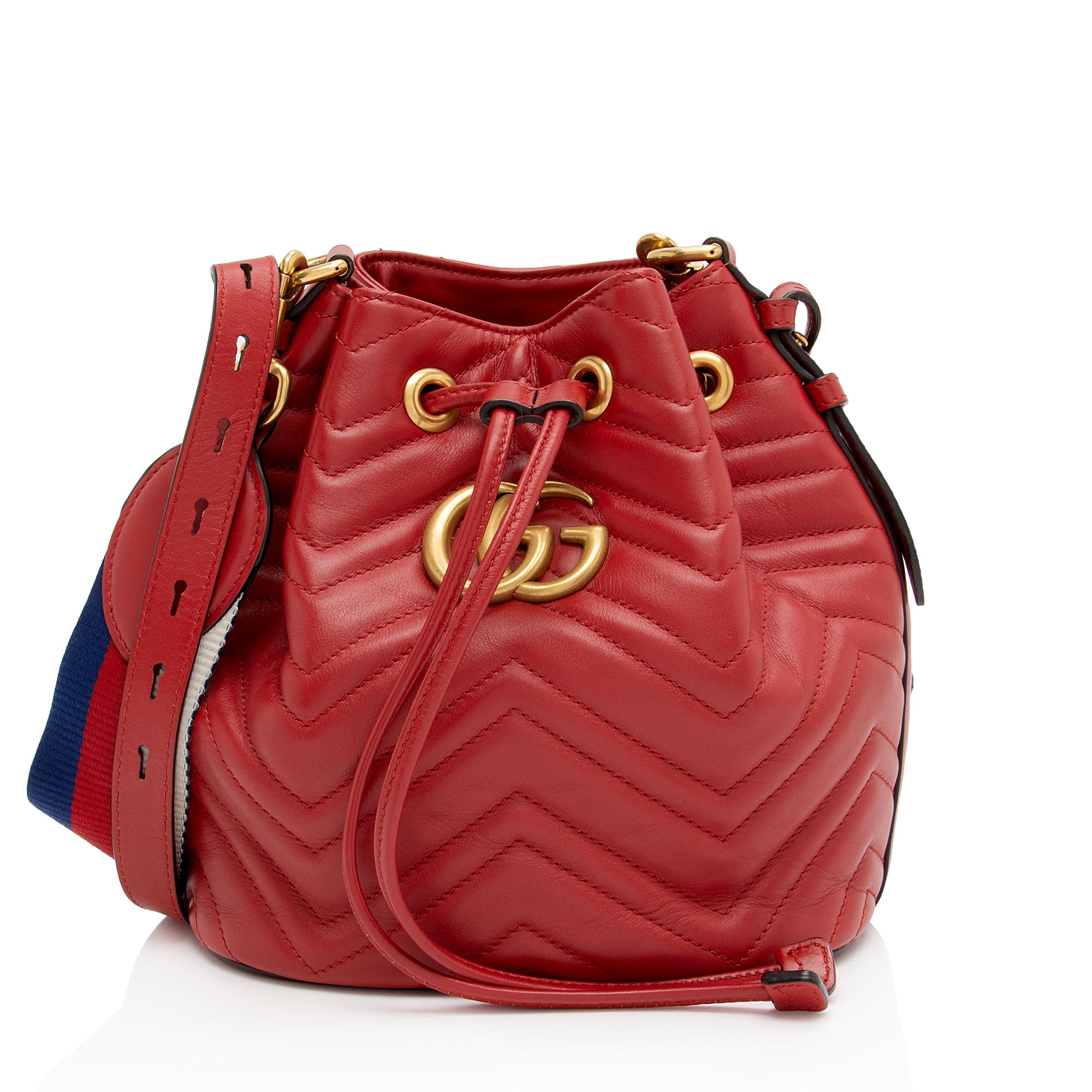 Pre-Owned Gucci Matelasse Leather GG Marmont Bucket Bag