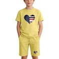 thumbnail image 2 of Amidoa Girls 2 Piece Outfits Summer Clothes Short Sleeve Cotton Floral Print T-Shirt and Shorts Casual Kids Clothing Sets Yellow Size 13, 2 of 9