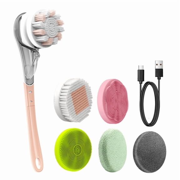 Waterproof Electric Bath Brush, Multifunctional Spa Shower Brush with Long Handle, Body Massage and Back Cleaning