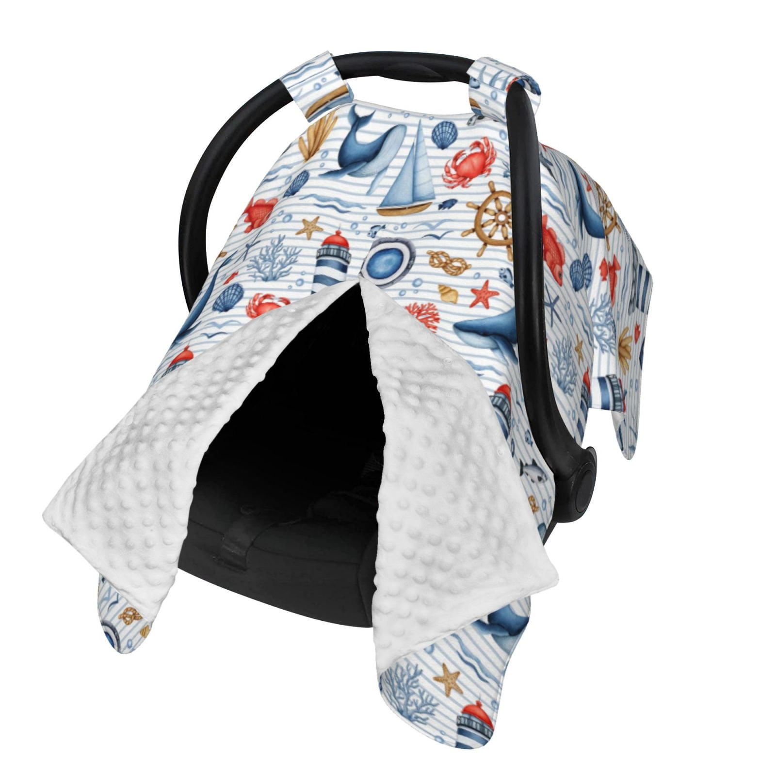 Naloa Watercolor Nautical Baby Car Seat Cover, Breathable Baby Carrier Cover, Multiuse Baby Carrier Cover & Nursing Breastfeeding Cover