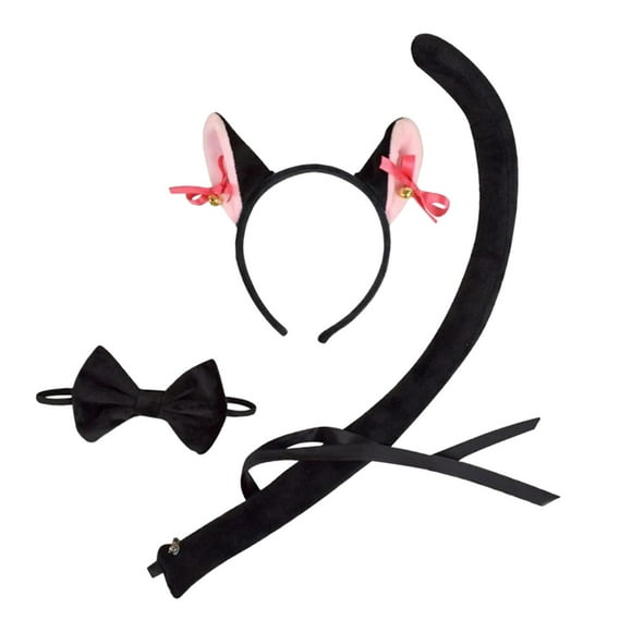 Kids Cat Ears, Bow Tie and Tail Set Child for Halloween Masquerade Festivals
