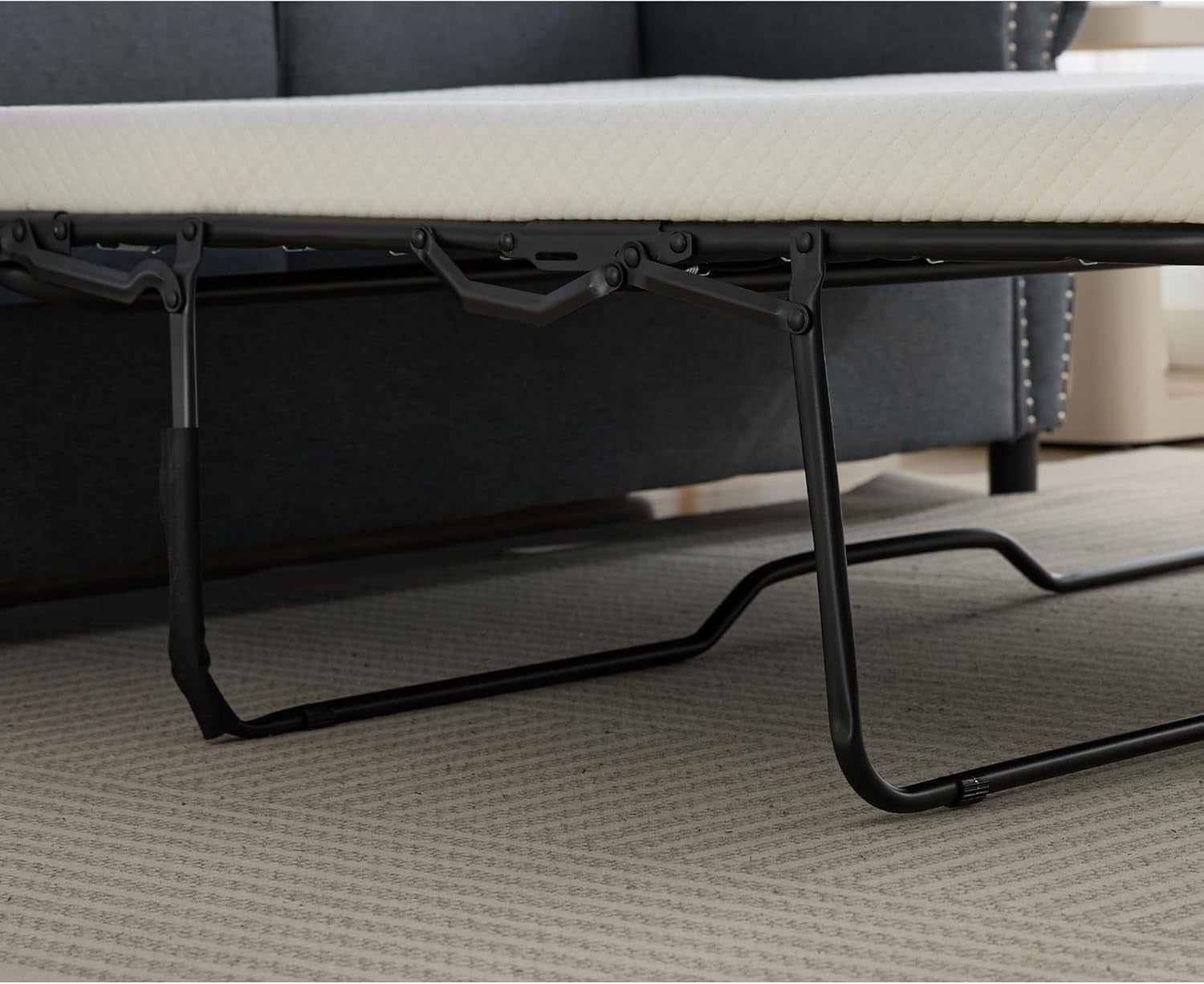Sleeper Sofa Bed Full Size, Pull Out Couch with Mattress, 81.5'' 3 Seater Upholstery Sectional Couches, Modern Linen Convertible Sofa, Living Room Furniture for Small Spaces, Apartment, Grey