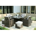 thumbnail image 3 of 101" X 49" X 45" Brown 9Piece Square Outdoor Dining Set with Beige Cushions, 3 of 3