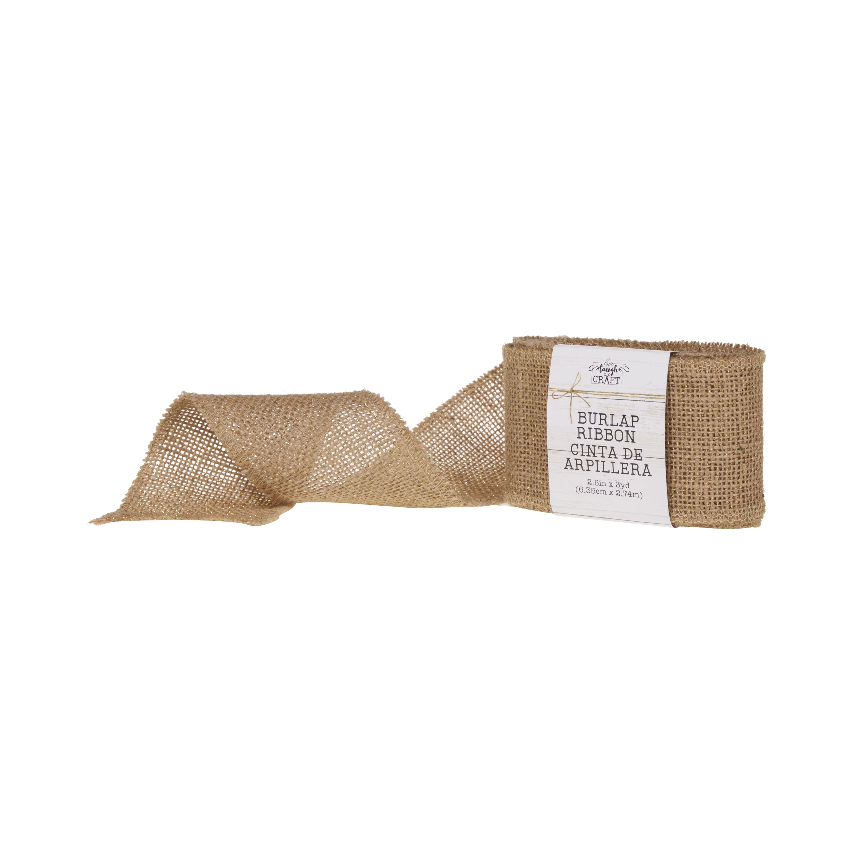 Love, Laugh, Craft Natural Burlap Ribbon, 2.5"W x 3-Yds, Multi-color