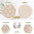 thumbnail image 4 of Haosy Set of 6 Drink Woven Coaster with Holder Heat Resistant Non-Slip Bar Coasters 4 Inches White Bohemian Leaves, 4 of 7