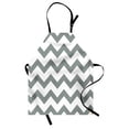 thumbnail image 1 of Grey Apron, Chevron Pattern Classic Geometrical Horizontal Zig Zag Stripes Retro Artwork, Unisex Kitchen Bib with Adjustable Neck for Cooking Gardening, Adult Size, White Grey, by Ambesonne, 1 of 4