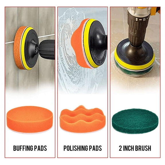 Seven-Piece Cordless Drill Brush Powerful Household Cleaning Tool