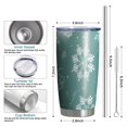thumbnail image 6 of 20oz Tumblers Turquoise Christmas Snowflake Pattern Stainless Steel Vacuum Insulated Double Wall Travel Tumbler Cups Mug with Lid and Straw,Cleaning Brush for Cold & Hot Drinks, 6 of 7