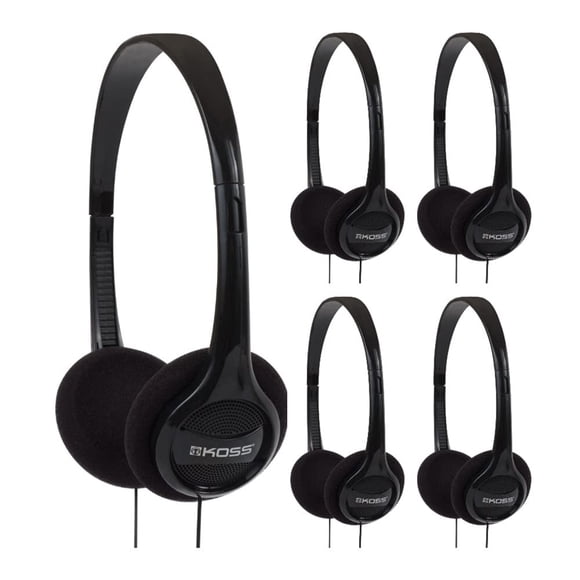Auriculares Koss KPH7, livianos y portátiles, supraaurales, paquete de 5, negros