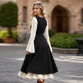 thumbnail image 5 of KLHDSF Women's's Medieval Renaissance Costume Cosplay Over Dress | 2 Pics Set,Long Flare Sleeve,Renaissance faire,Cosplay, Halloween Black M, 5 of 6