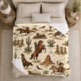 thumbnail image 4 of Western Cowgirl Desert decorative motif Saguaro Illustrated Cow Horse, Warm Flannel Blanket for Ranch House and Living Room, Rustic Farmhouse Horse Scene, Horse Lovers Housewarming Gift, 4 of 7