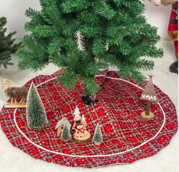 39inch//100cm Snowman Santa Claus Elk Pattern Xmas Tree Base Cover Double Layers Xmas Tree Mat Christmas Decoration Supplies Xmas Tree Decor Christmas Tree Skirt Red