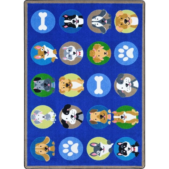 Joy Carpets Kid Essentials Playful Paws 7'8" x 10'9" Area Rug in Color Multi