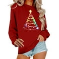 thumbnail image 2 of Craaazy Christmas Long Sleeve Shirts For Women Christmas Tree and Bow Cute Xmas Shirts Round Neck Sweatshirt Santa Pullover Snowman Sweatshirts Womens Tops, 2 of 6